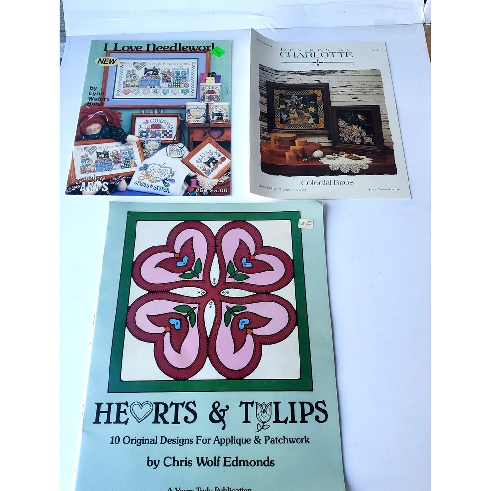 HEARTS & TULIPS 10 ORIGINAL DESIGNS FOR APPLIQUE Edmonds I love Needlework Lot 3